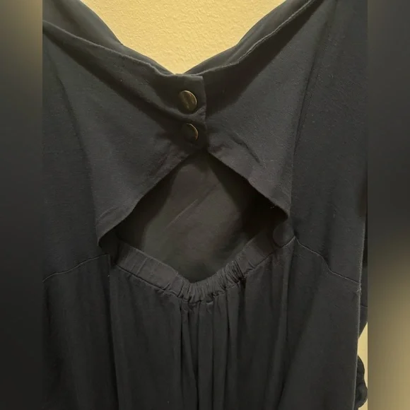 41 Hawthorn Navy Scalloped Romper 1X | Coastal Granddaughter Brunch Fall Outfit - Picture 6 of 12